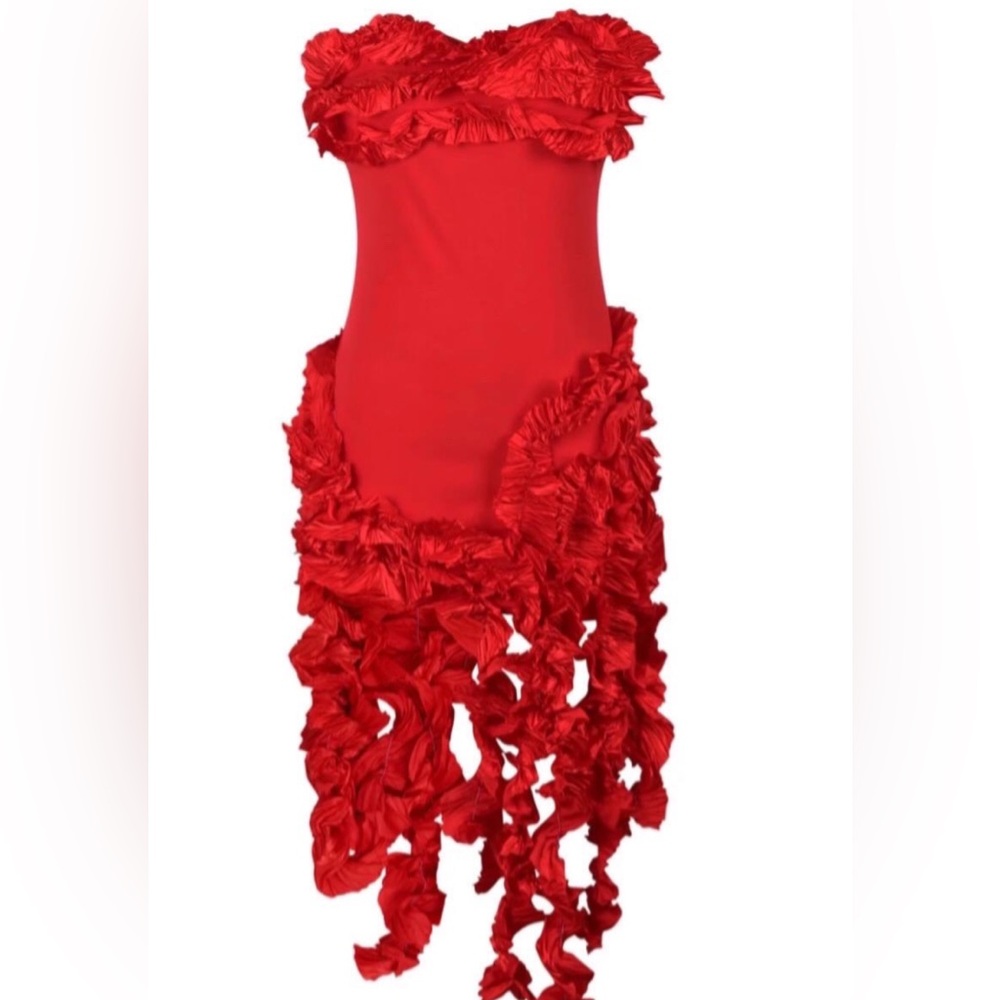 Vibrant Red Ruffled Dress